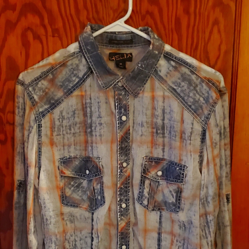 Men's Helix Distressed Button Down Shirt